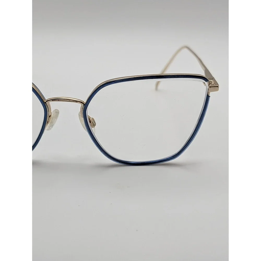 Rag & Bone RNB3028 Blue Gold Eyeglasses Frames Only 55-17 Geometric Metal Womens